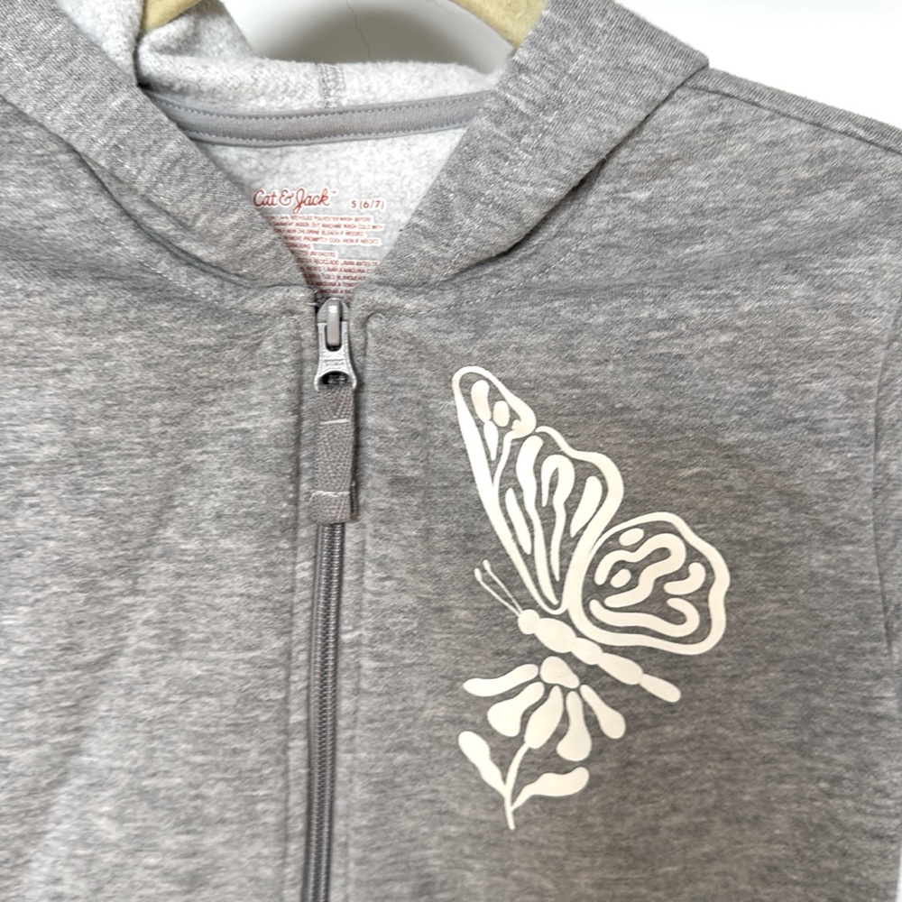 Girl's Butterfly' Zip-Up Fleece Hoodie - Picture 4 of 6